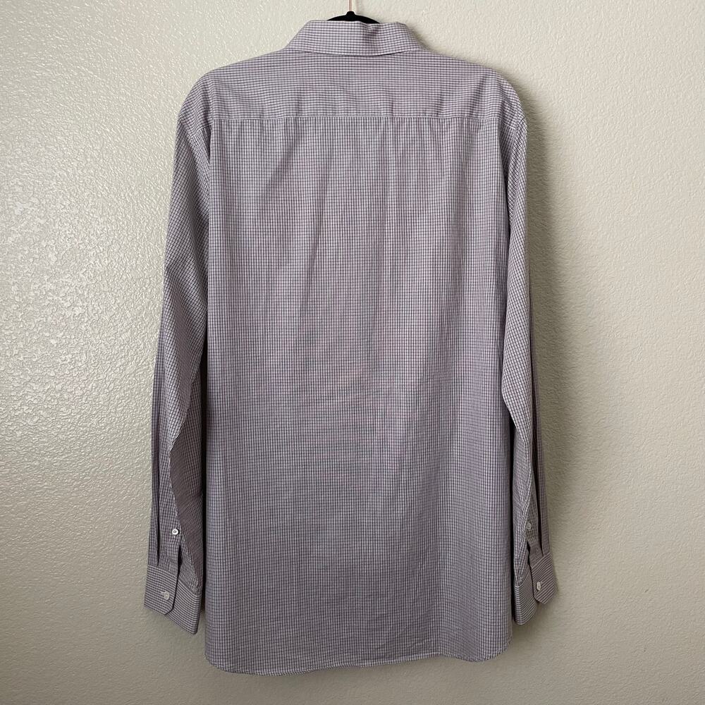 Theory Shirt Mens 17 32-33 White Red Plaid Button Up Long Sleeve Cotton Preppy - Picture 9 of 12